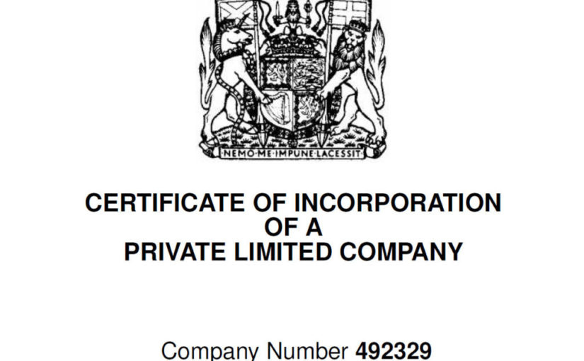 UK company incorporation.