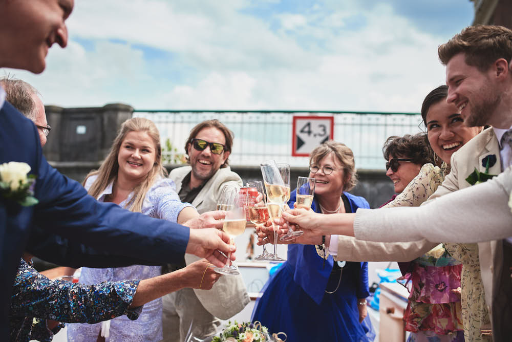 boattour during wedding on the leiden canals