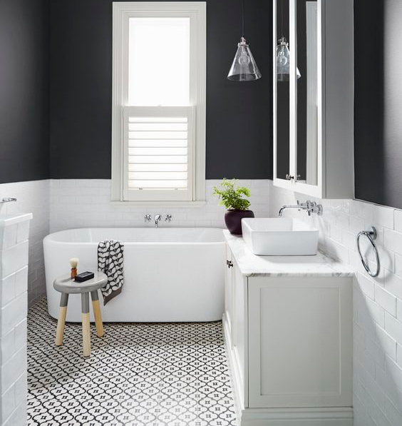 Make sure to factor in space required for entryways, shower doors and opening the vanity’s storage areas, as well as whether you have enough room to clean around it. Image source: Dulux