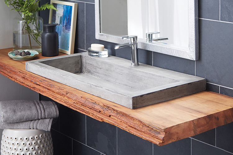 A simple yet strikingly effective design option, a shelf vanity can be designed in a variety of ways, whether hung off the wall or as part of a free standing unit. The space underneath the shelf can be used for storage, but items stored under the vanity are not hidden behind cupboard doors as the openness of this style is part of the design. Image source: Cutenareta