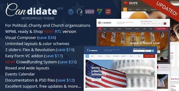 Candidate – Political Nonprofit Church WordPress Theme
