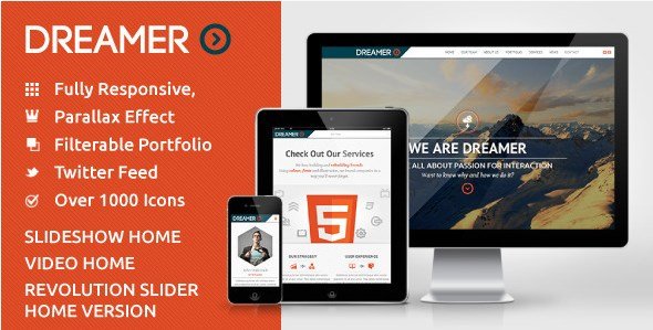 Dreamer – Photo & Video Parallax WordPress Theme