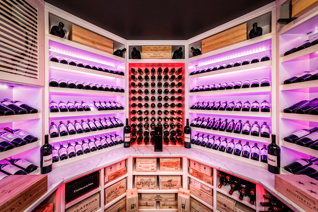 Modern Wine Room in Old Westbury Long Island Joseph & Curtis