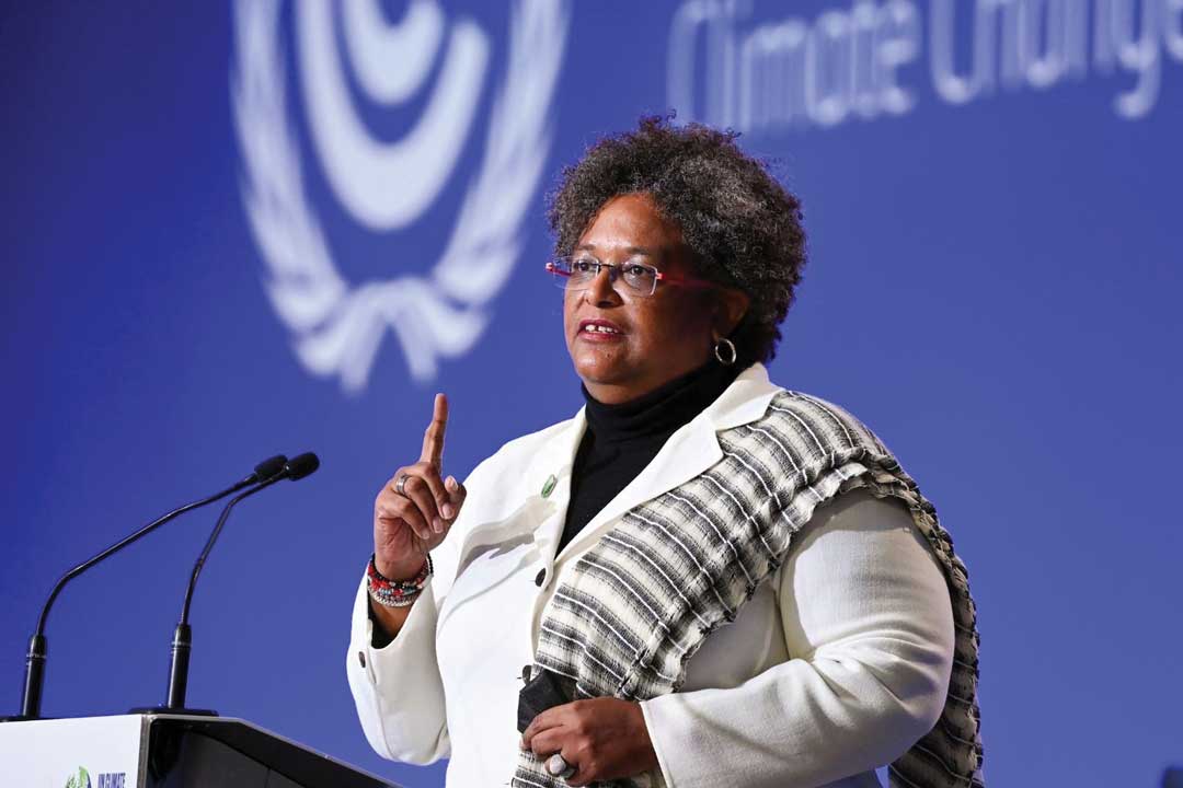 Prime Minister Mia Mottley speaking at COP 26