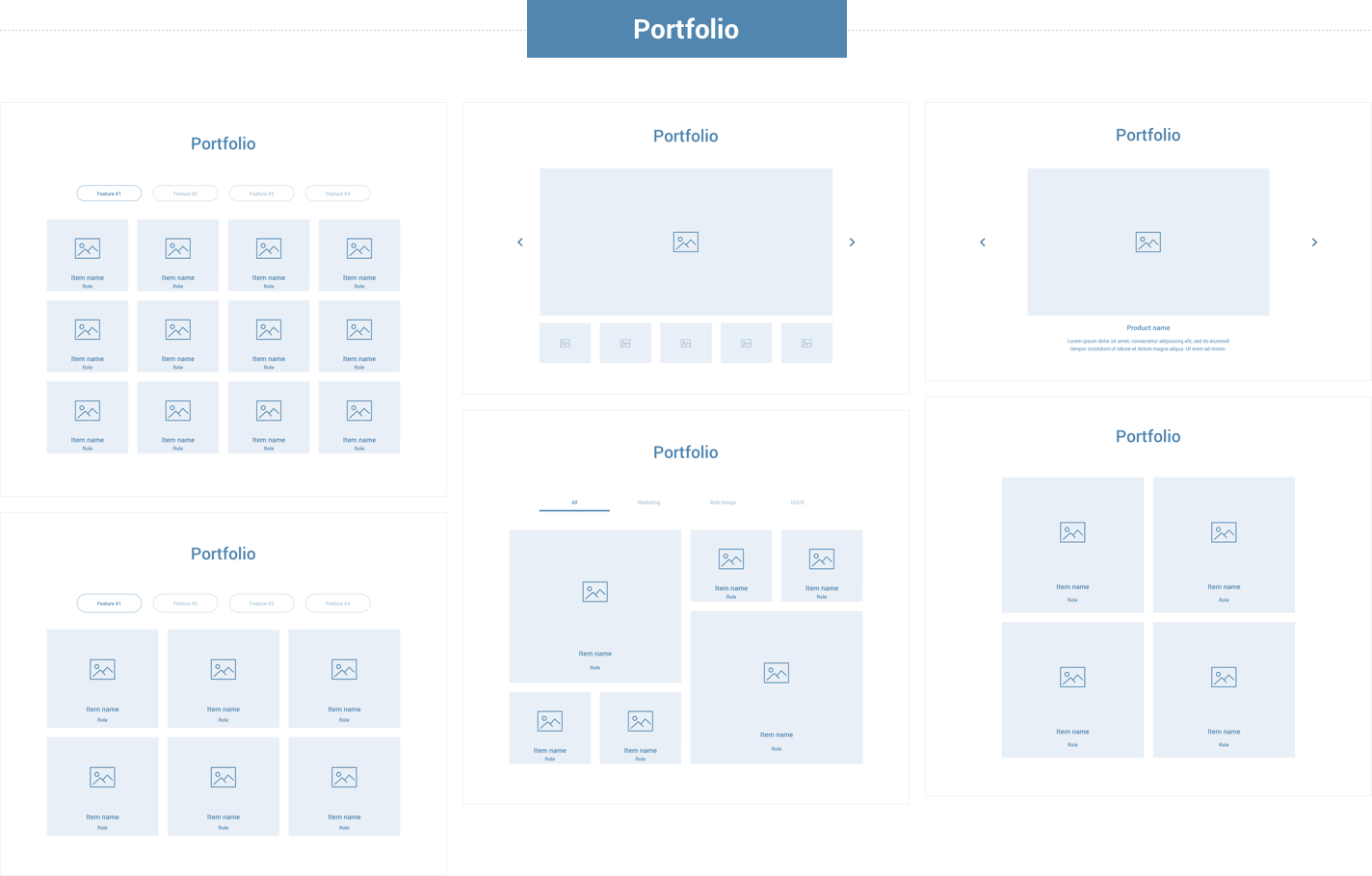 Wireframe for web - Portfolio
