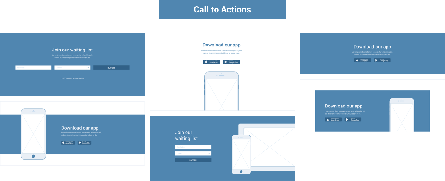Wireframe for web - Call to Action