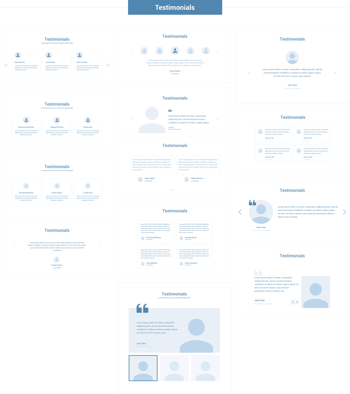 Wireframe for web - Testimonials