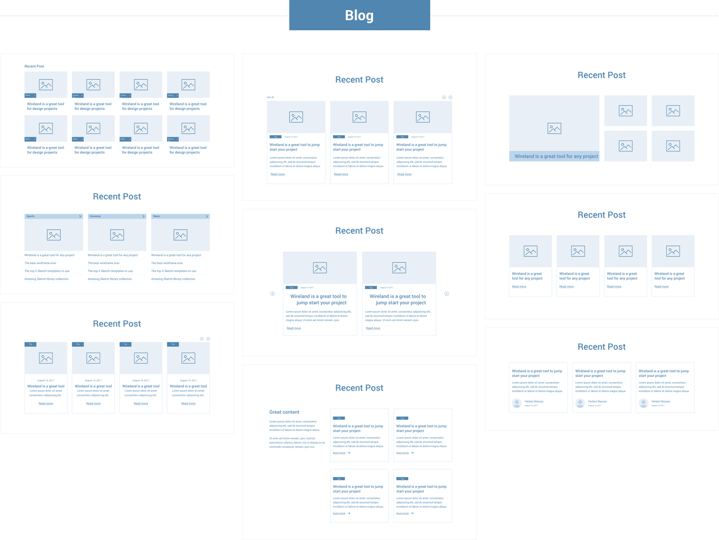 Wireframe for web - Blog