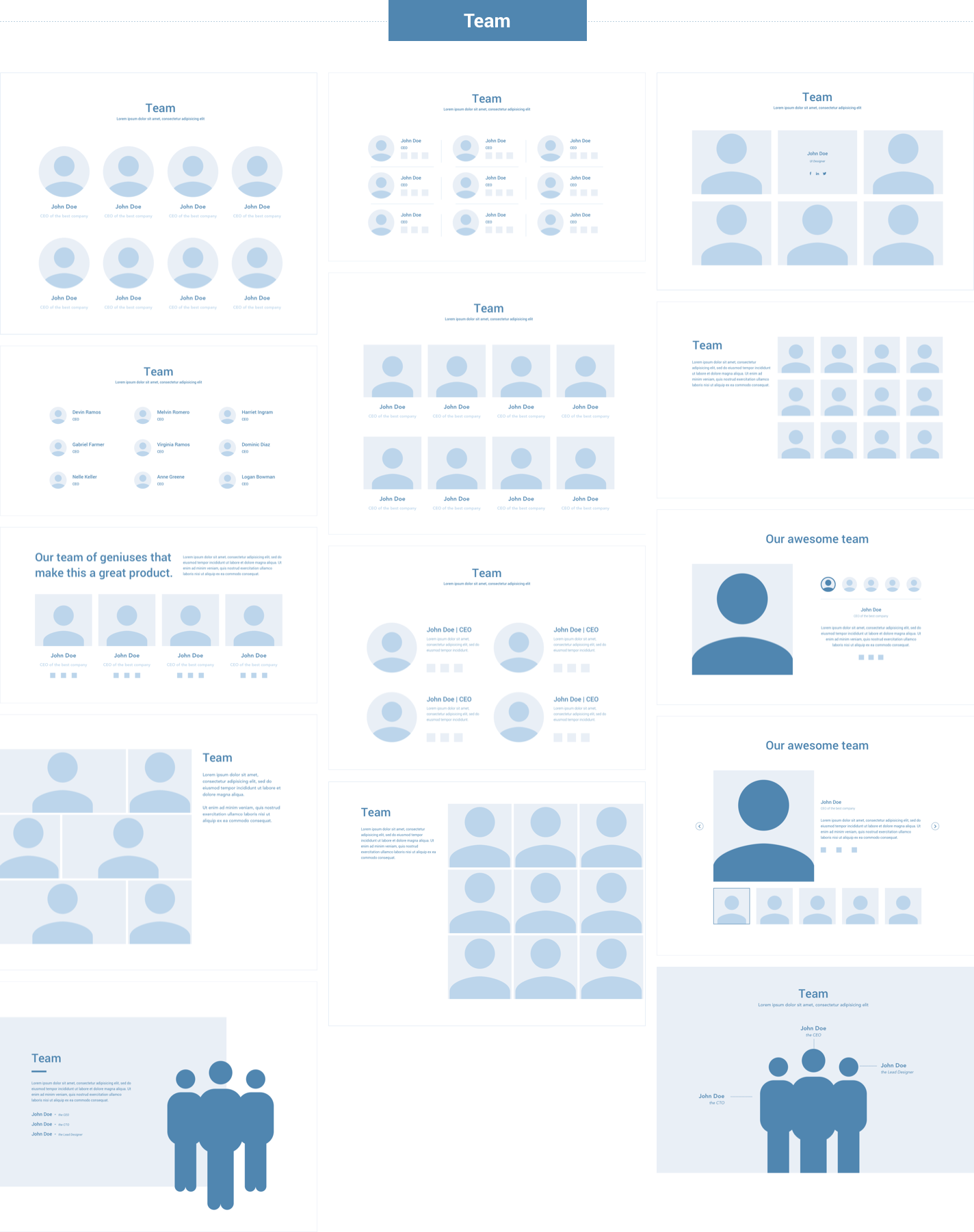 Wireframe for web - Team
