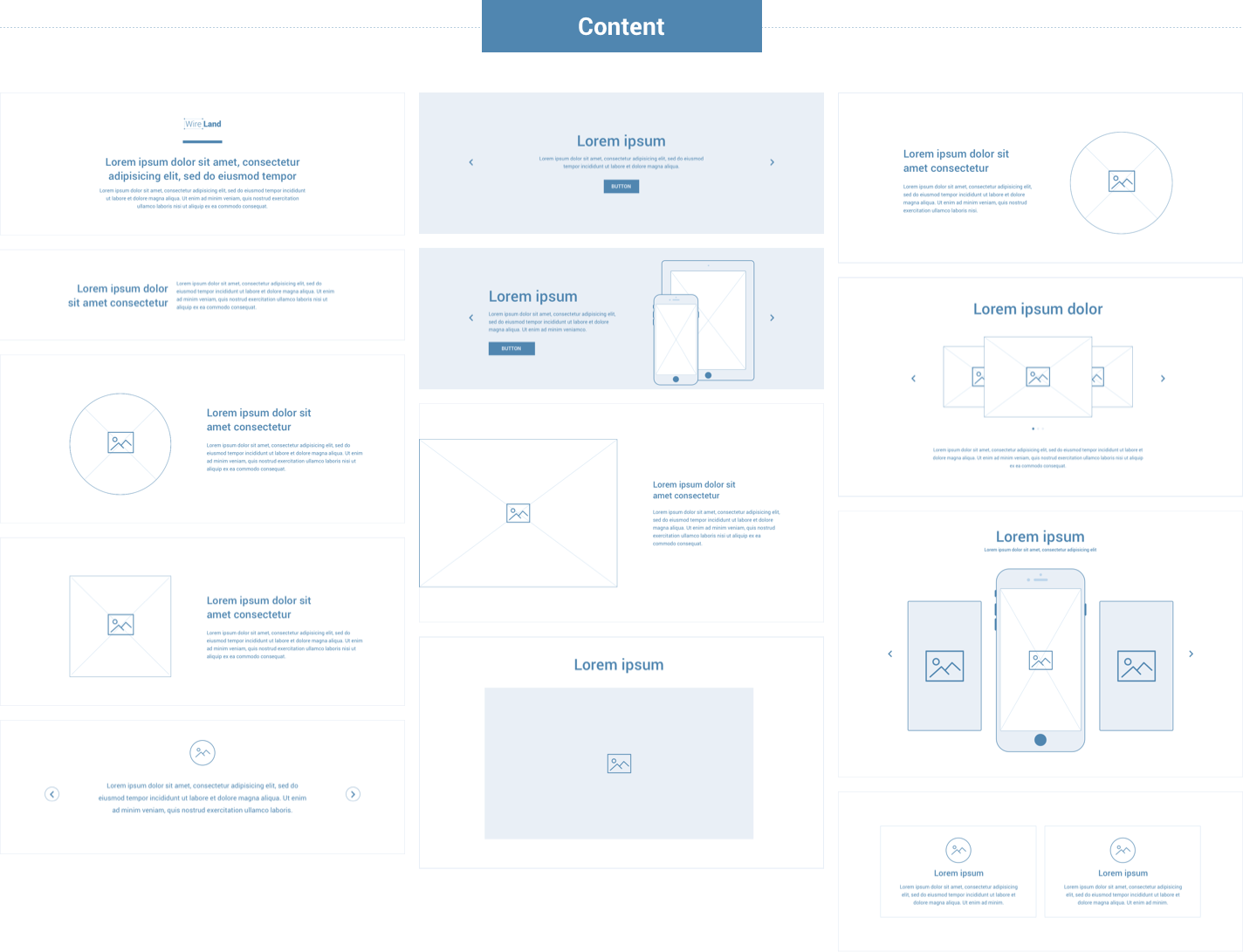 Wireframe for web - Content