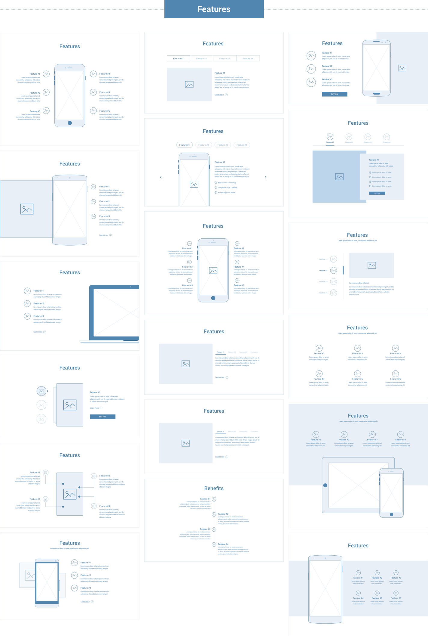Wireframe for web - Features