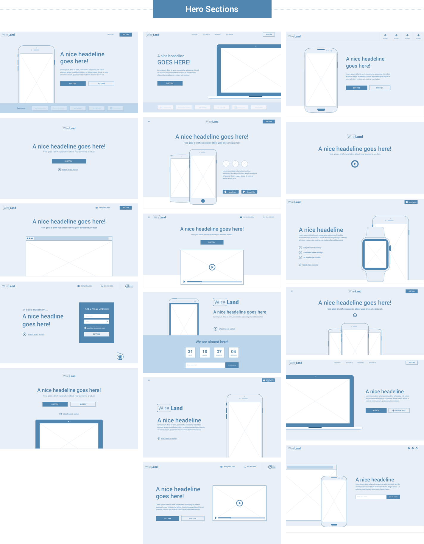 Wireframe for web - Hero Section