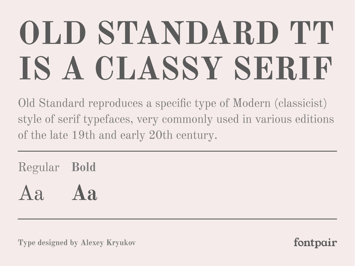 Old Standard TT Google Font Pairings, Combinations, & Similar Fonts