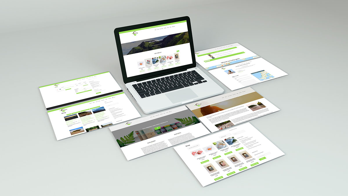 a laptop with multiple screens showcasing the holevida website