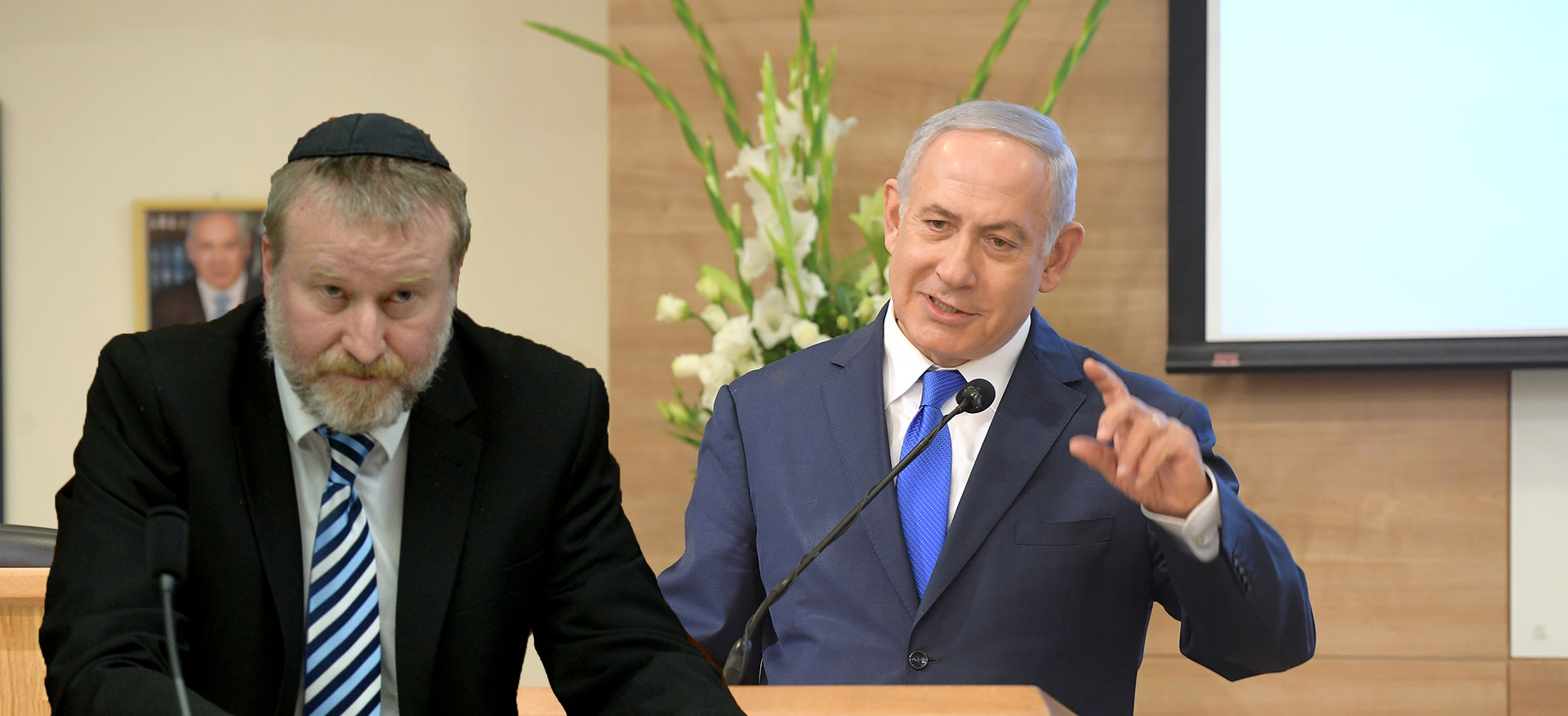 שמפניות וסיגרים מול בושם זול ותלושי שי. ראש הממשלה נתניהו והיועמ"ש מנדלבליט (צילומים: עמוס בן גרשון, לע"מ, אוראל כהן)