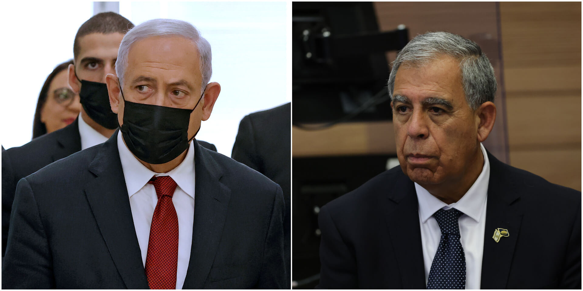 יו"ר הכנסת מיקי לוי (מימין) ויו"ר האופוזיציה בנימין נתניהו. צילומים: נועם מושקוביץ - דוברות הכנסת, רויטרס