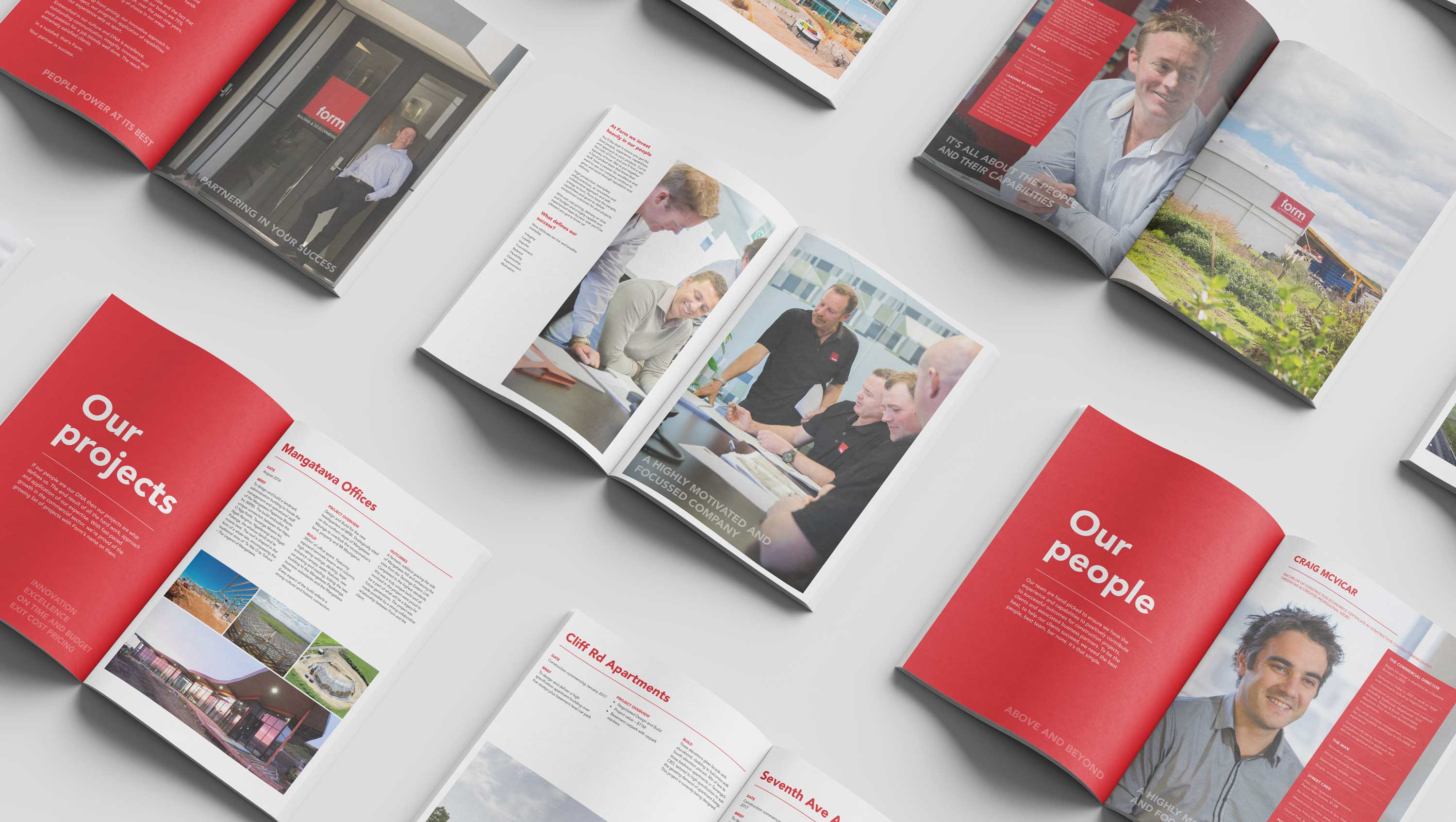 A selection of pages used within a brand book we created for Form