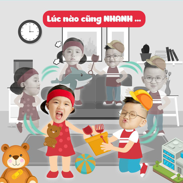 Kể cả khi chơi bình thường thế này, các bé vẫn quen với chuyện hấp tấp trong mỗi trò chơi chuyển vai liên tục từ bác sĩ, công nhân, cô giáo đến trò làm “bố mẹ”...