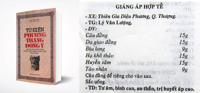 Hình ảnh bài thuốc Giáng áp hợp tễ được ghi trong sách “Từ điển phương thang Đông y”