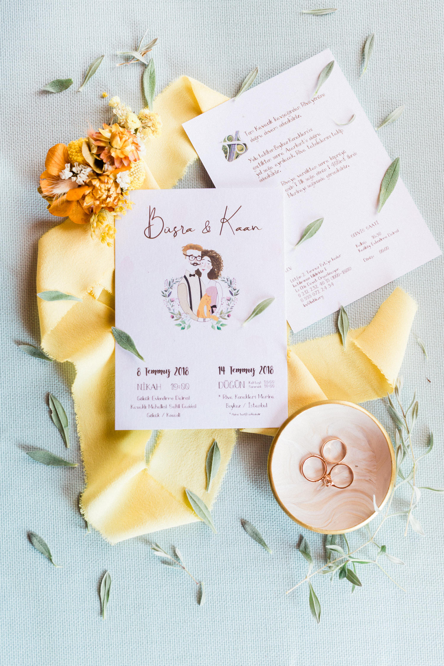 Colorful Countryside Wedding Flat Lay
