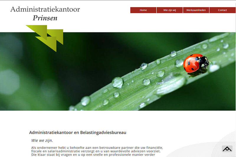 screenshot website admiistratiekantoor prinsen