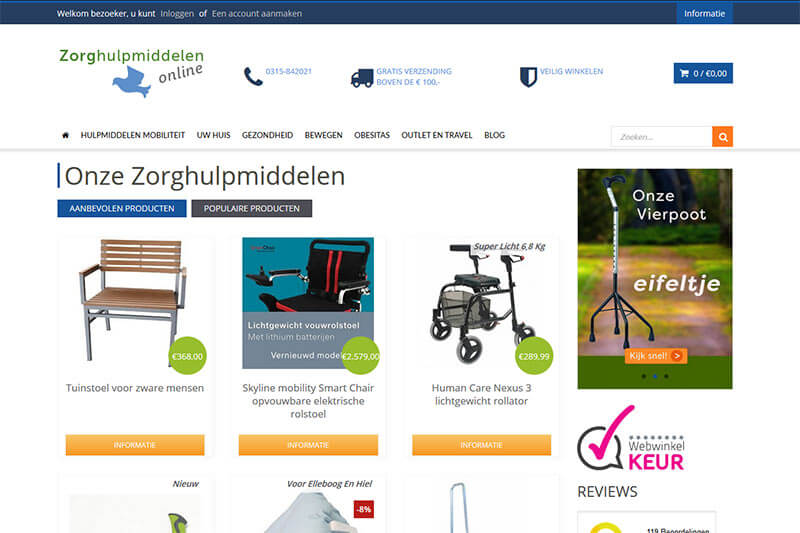 screenshot website zorghulpmiddelenonline
