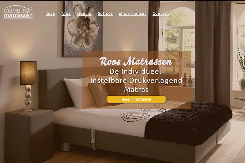 screenshot roos matrassen website