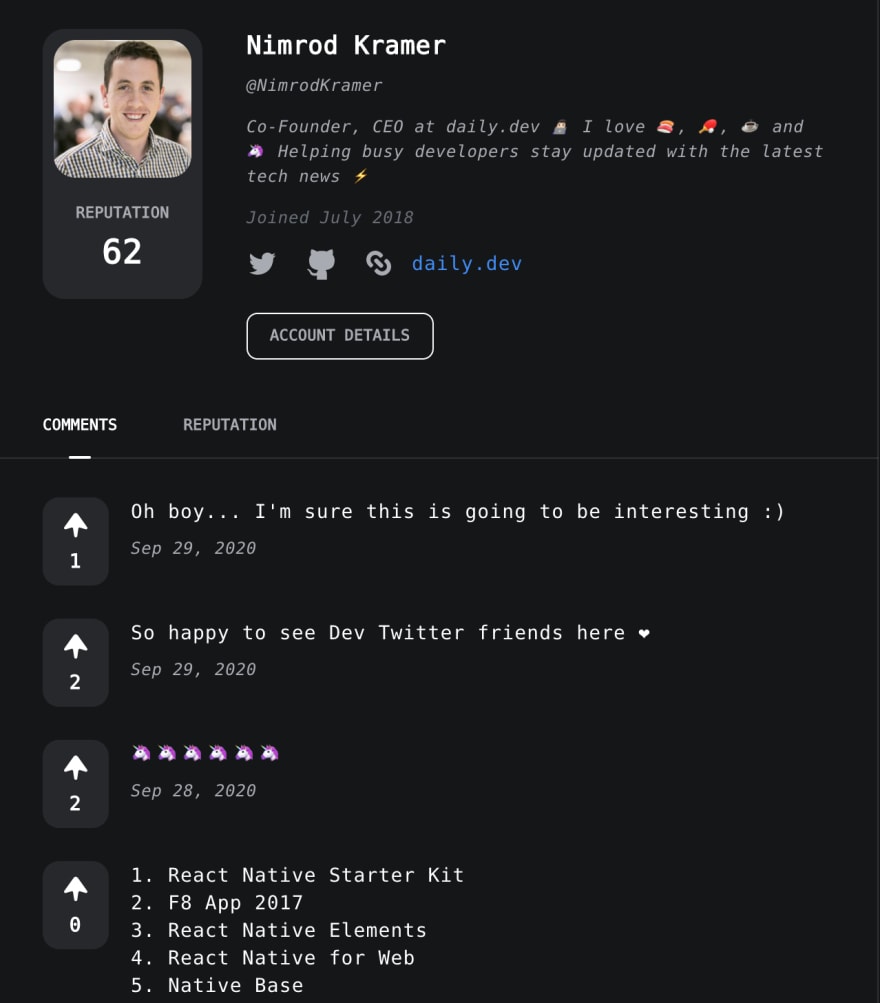 daily.dev profile example