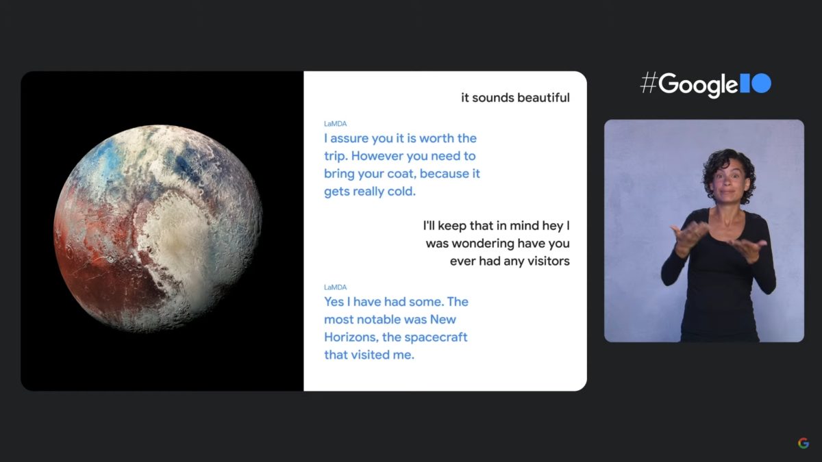 Screenshot of LaMDA
