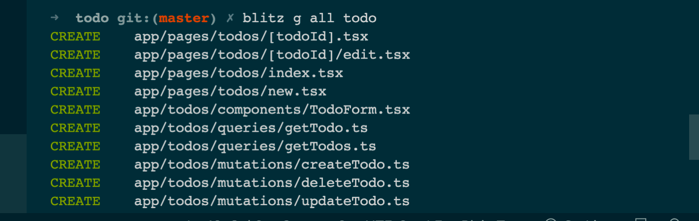 Generating all files for the Todo schema
