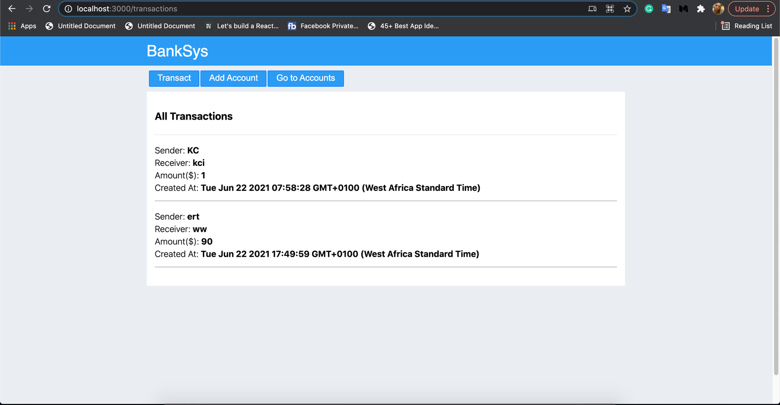 View all transactions