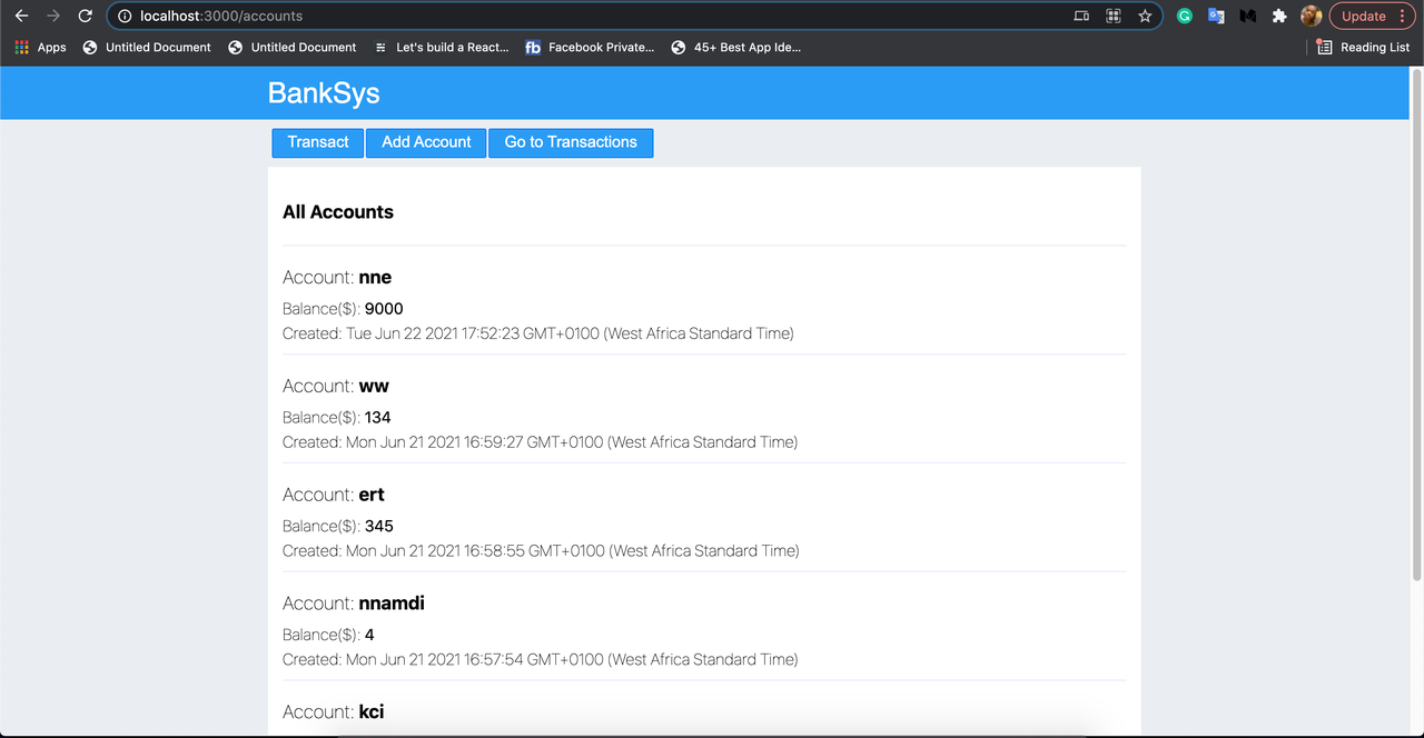 View a created account