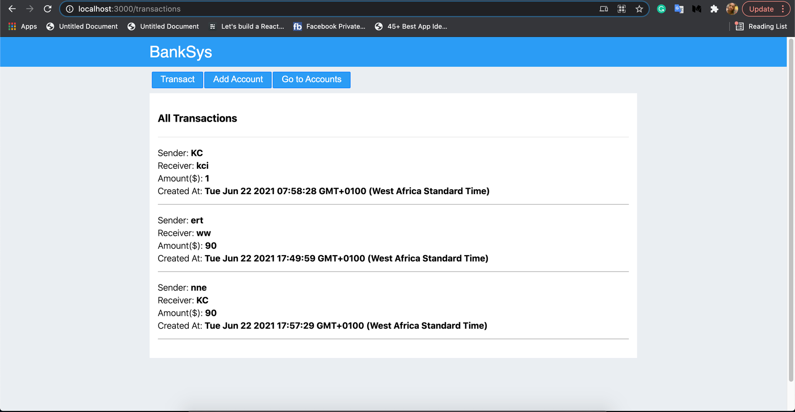 View the new transaction