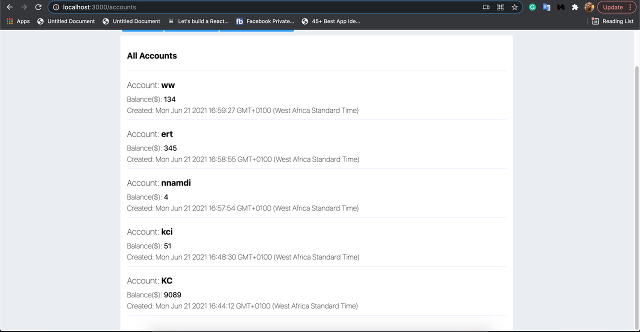 View the accounts without the deleted account