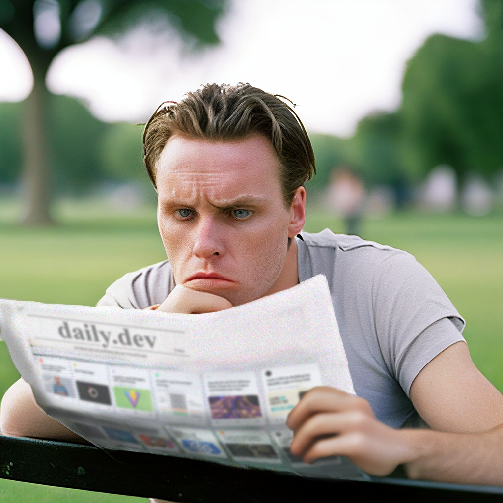 A developer reading the paper version of daily.dev