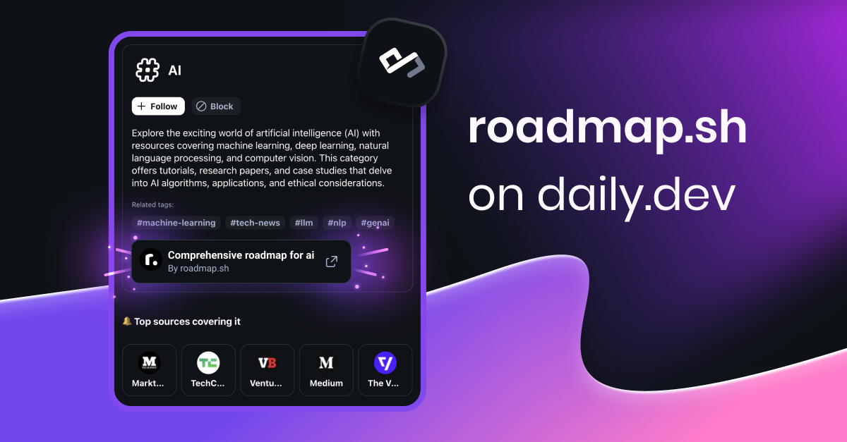 example of how roadmap.sh looks like on daily.dev's tag pages