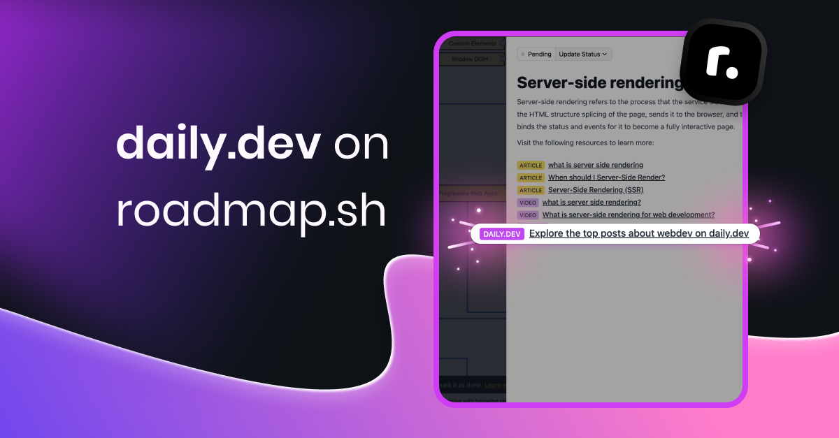 example of how daily.dev links looks like on roadmap.sh's content pages