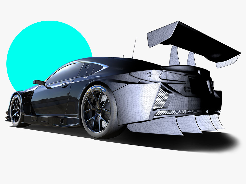 Lexus RC-F computer 3D model with surface modeling lines