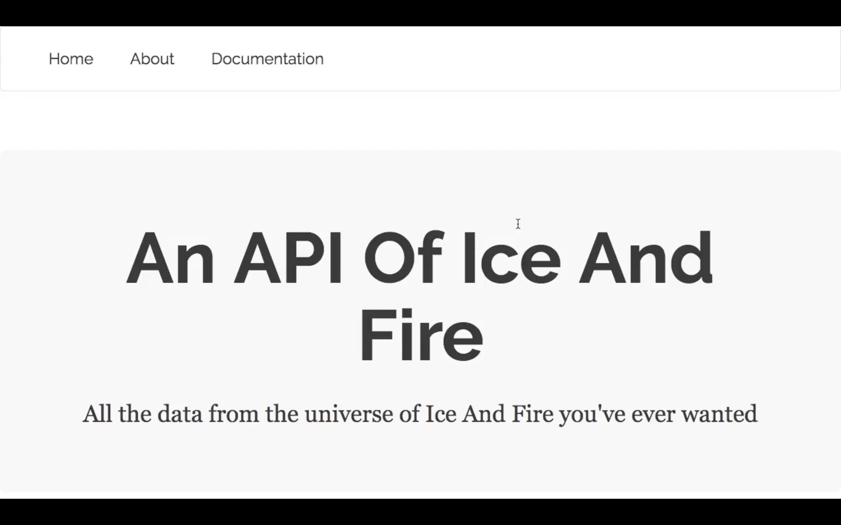 An API of Ice and Fire homepage
