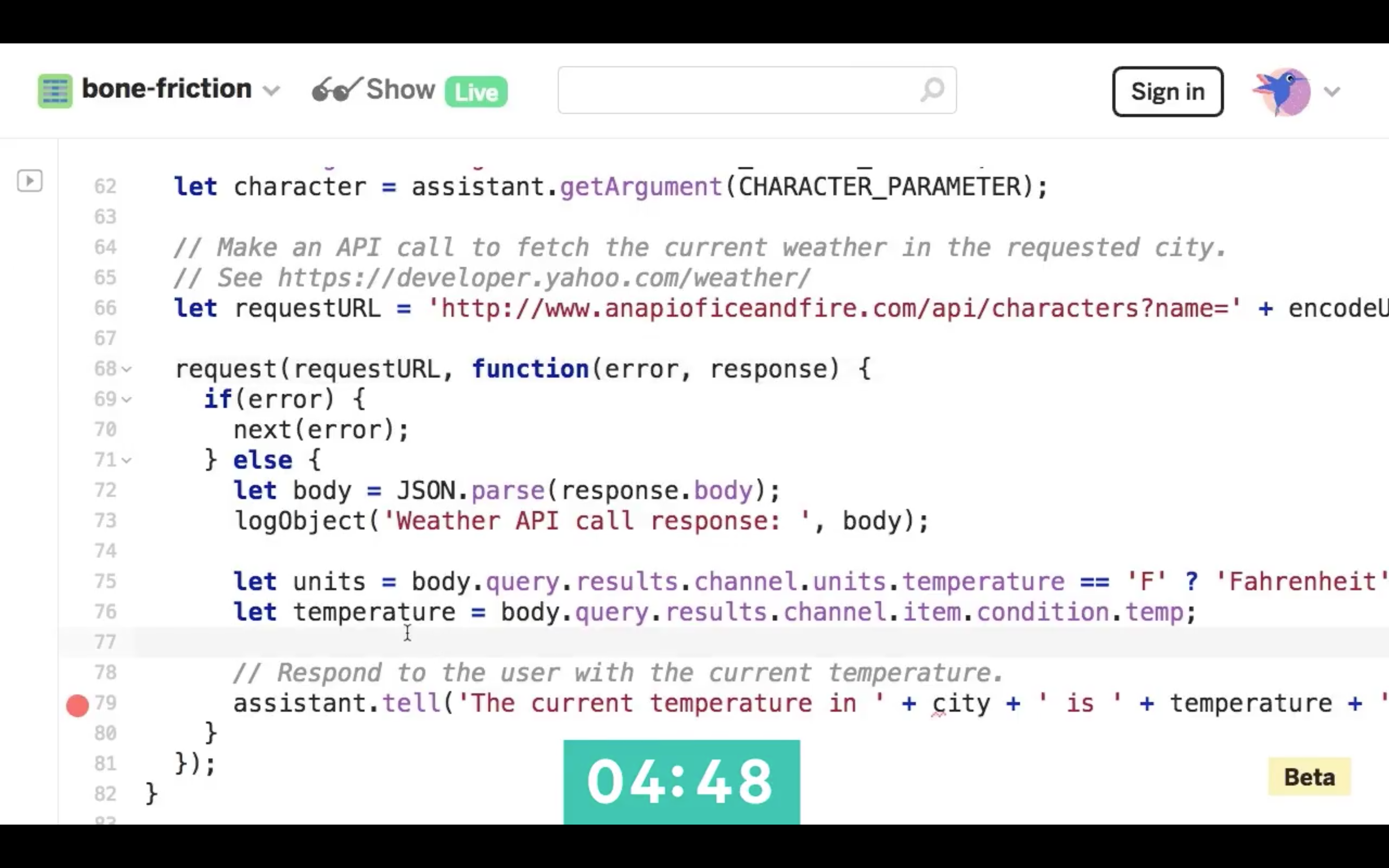 Actions on Google Boilerplate project on Glitch