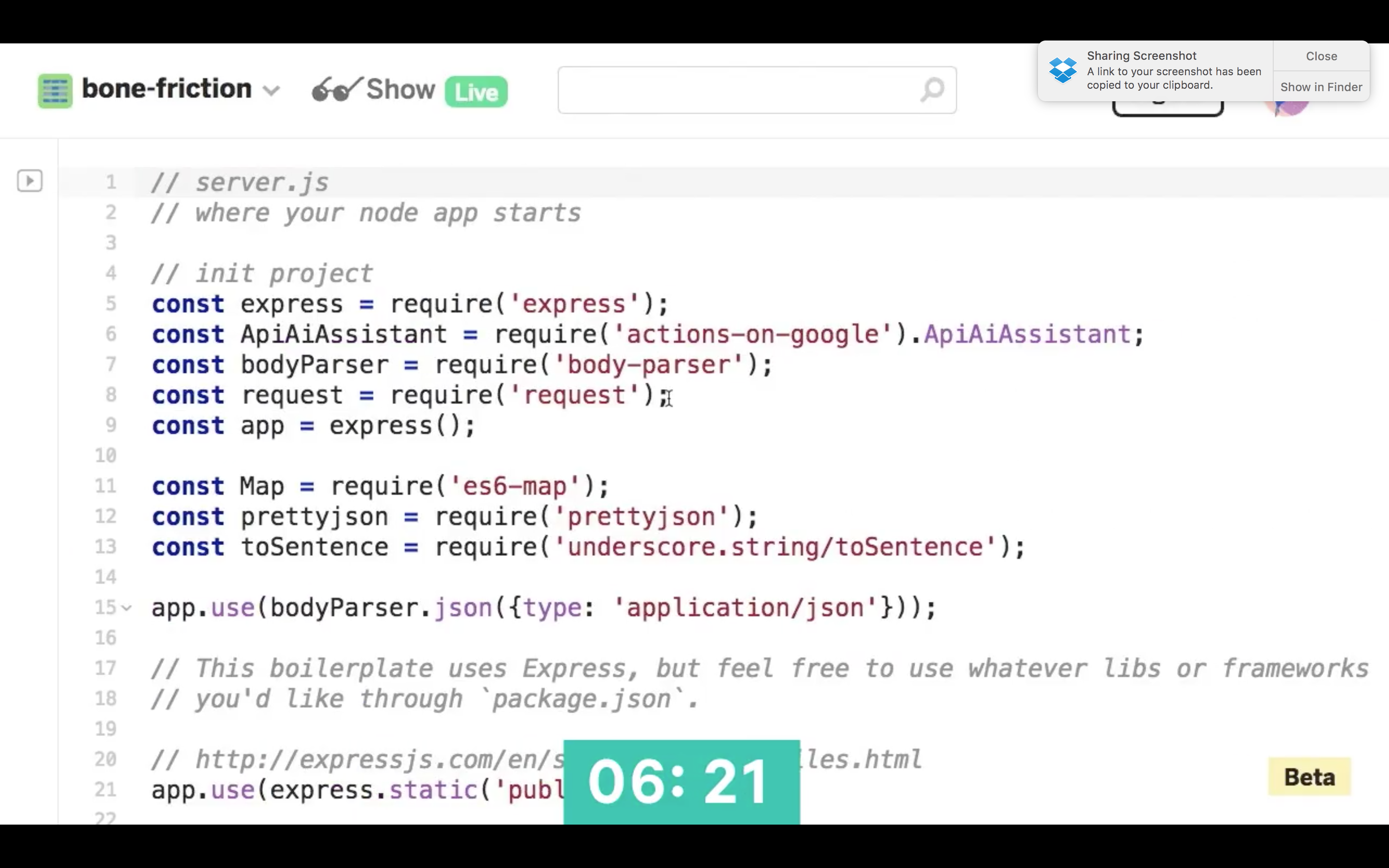 Actions on Google Boilerplate project on Glitch