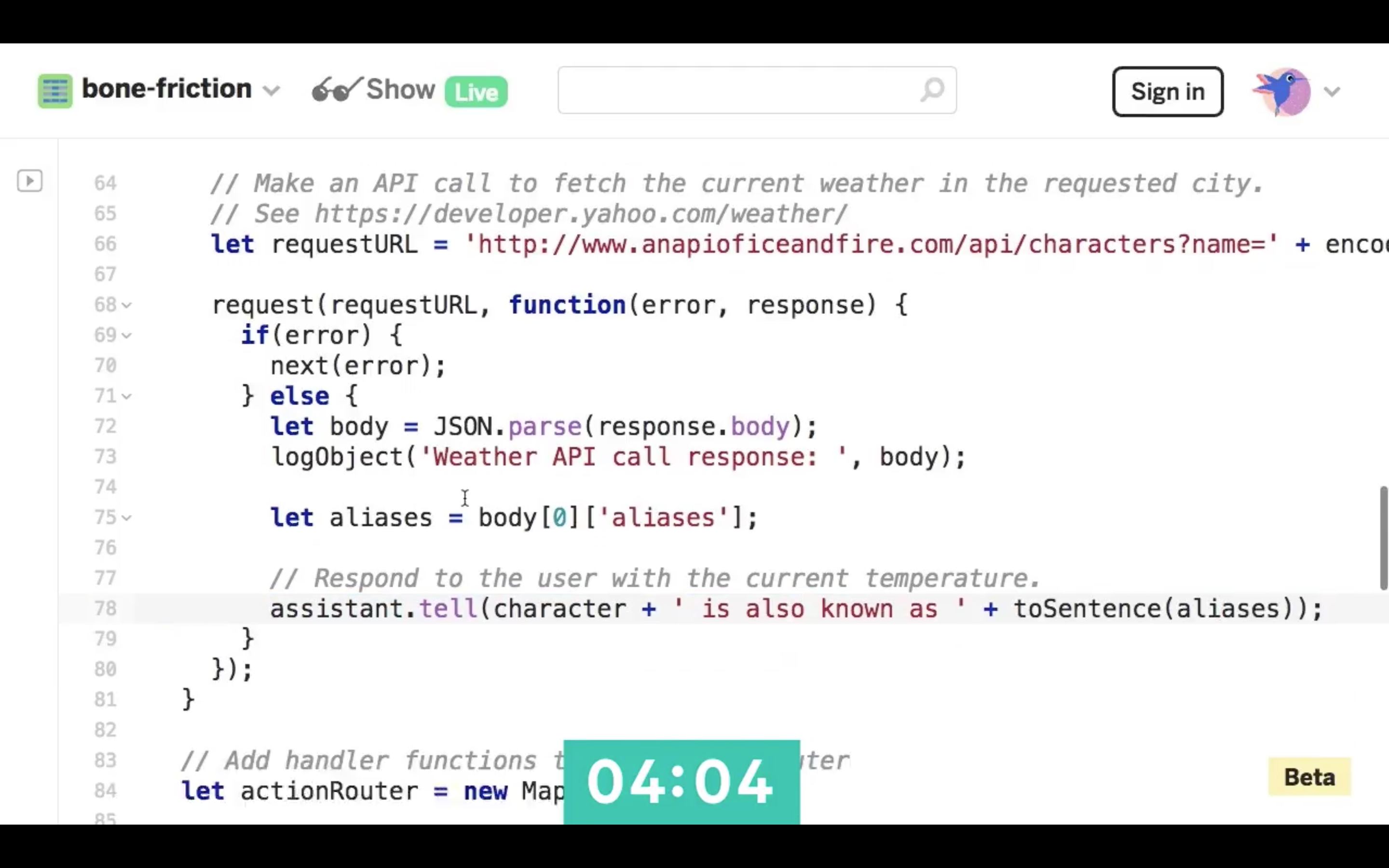 Actions on Google Boilerplate project on Glitch