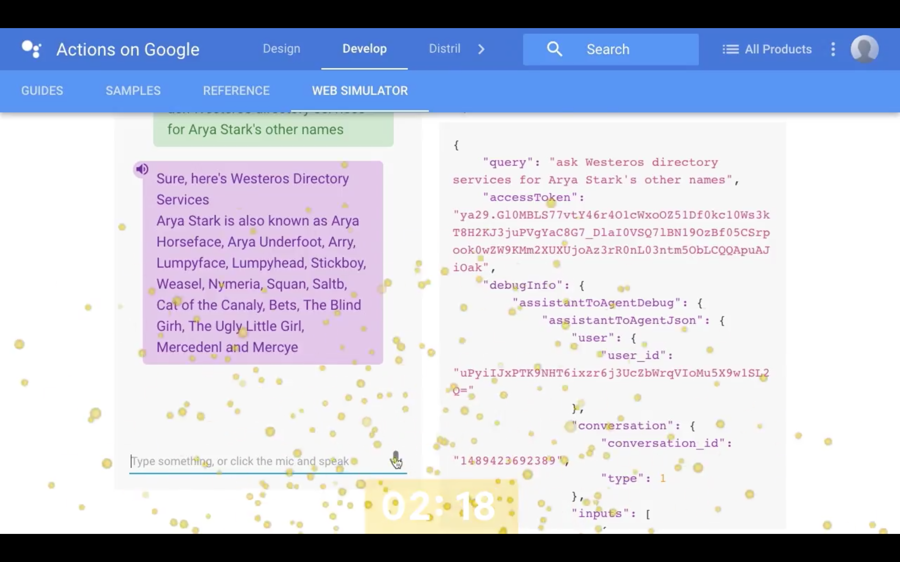 Actions on Google Web Simulator - Goal!