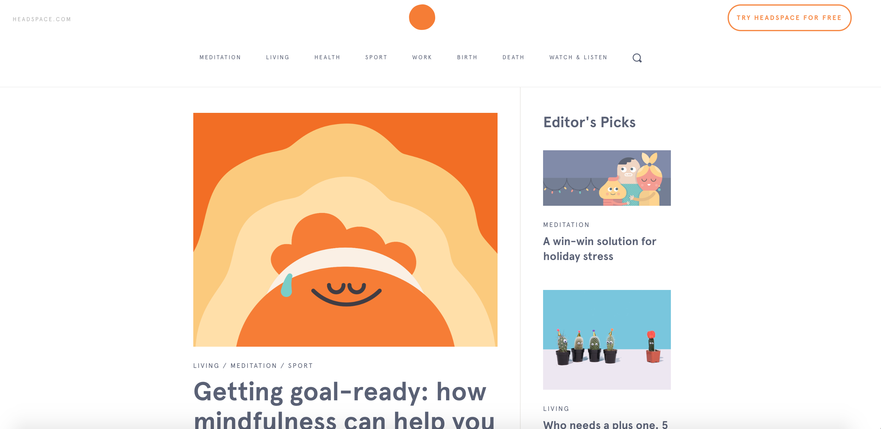 Content Marketing de Headspace