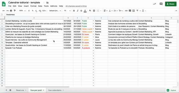 template de calendrier éditorial
