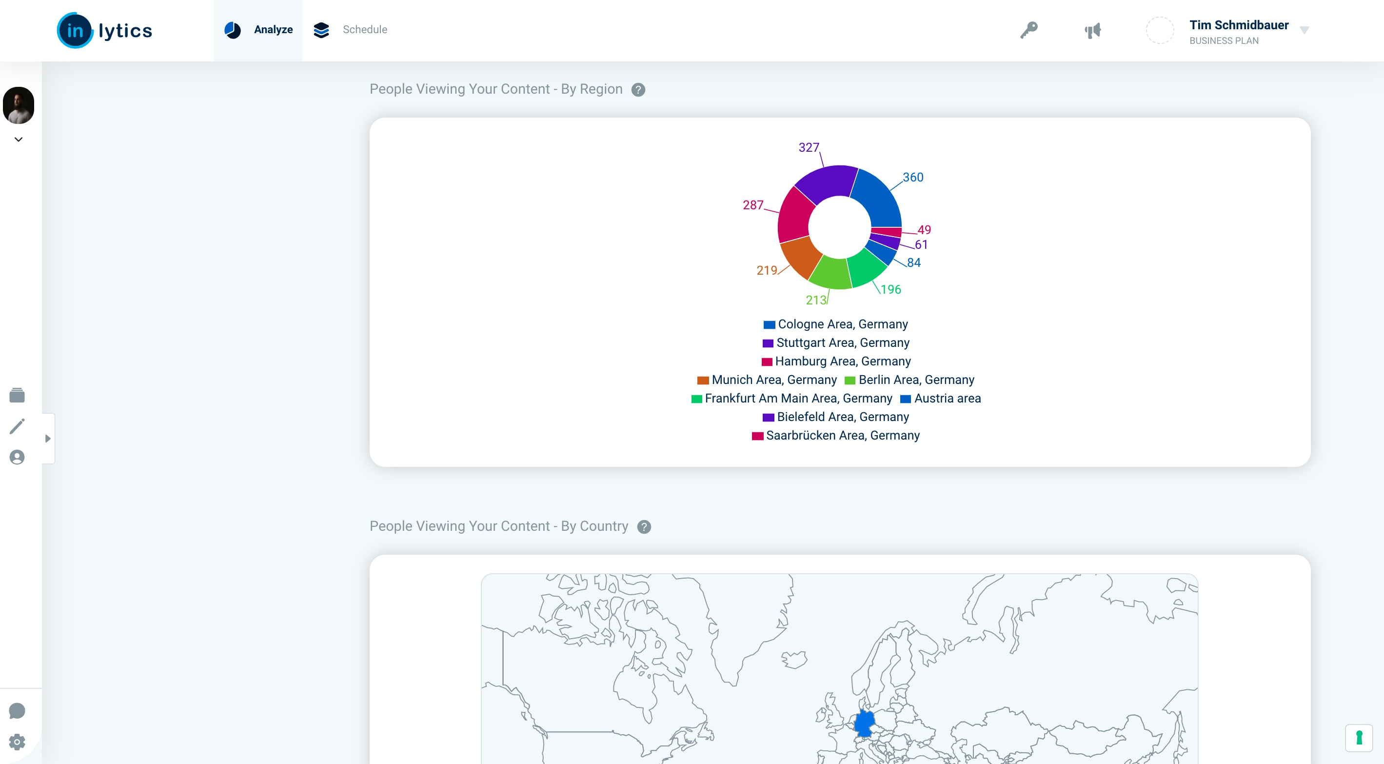 LinkedIn Analytics Tool inlytics for personal branding and companies