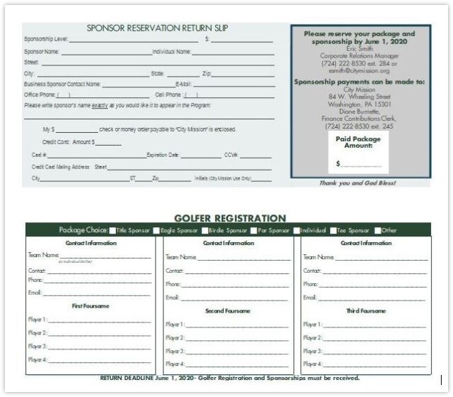 sponsor reservation slip