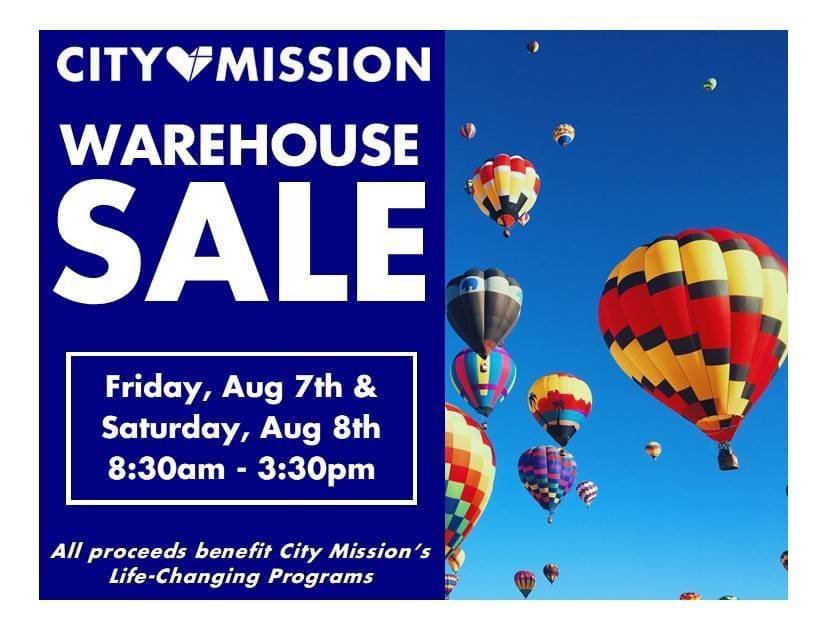 City Mission's Summer Warehouse Sale - Aug 7, 8 - 8:30am to 3:30pm