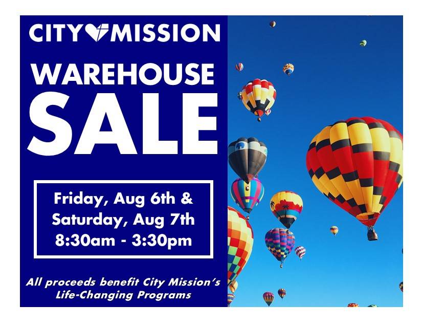 City Mission's Summer Warehouse Sale - Aug 6, 78 - 8:30am to 3:30pm
