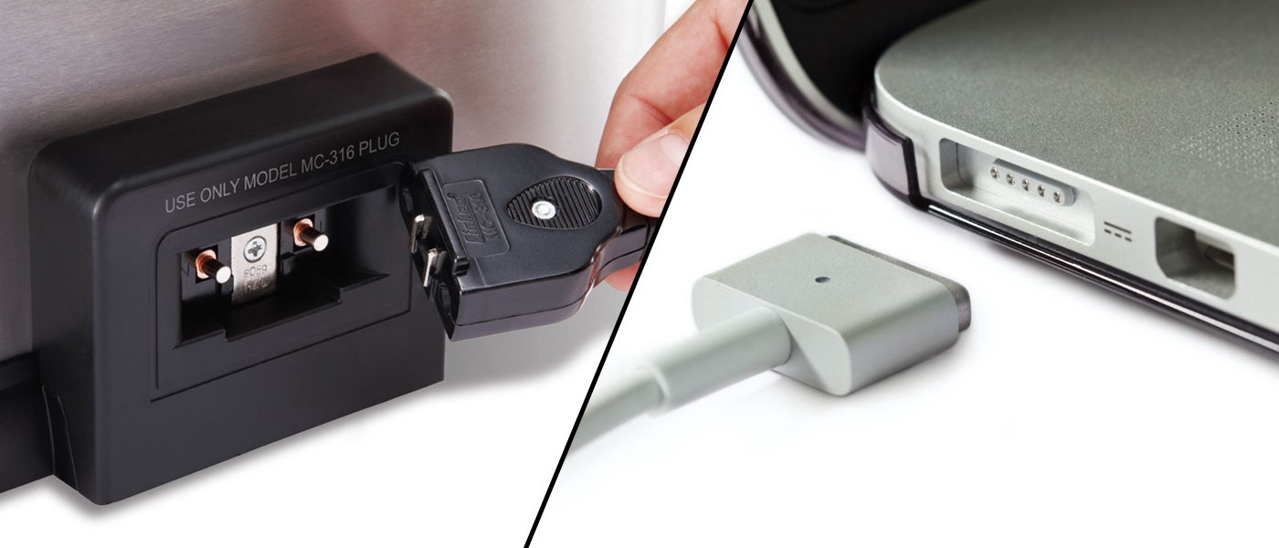 Comparison between magnetic power cords.